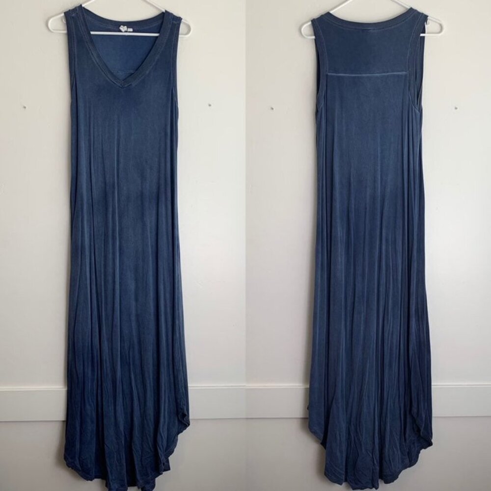 Cable & Gauge Blue V-Neck Maxi Dress Size Large